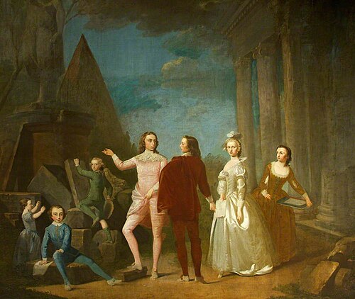 The Seven Children of Sharington Davenport, in Costume, Sketching in a Stage-Set of Roman Ruins, 1750, Edward Penny