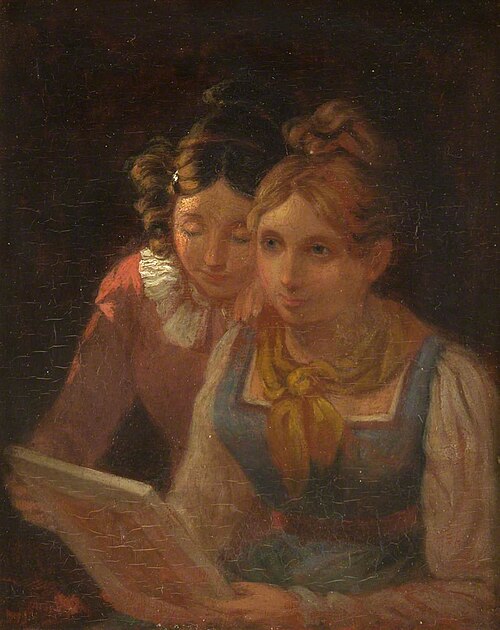 Two Girls Looking at a Picture, 1820, Edward Villiers Rippingille