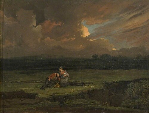 A Soldier and His Wife and Child in a Stormy Landscape, 1824, Edward Villiers Rippingille