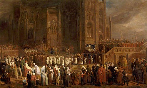 The Funeral Procession of William Canynges (c.1399-1474) to St Mary Redcliffe 1474, 1822, Edward Villiers Rippingille