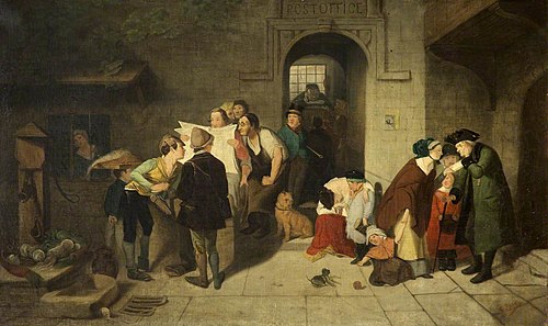 A Scene outside a Post Office, 1849, Edward Villiers Rippingille