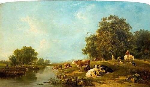 Landscape with Cattle: Milking Time, 1835, Edward Williams