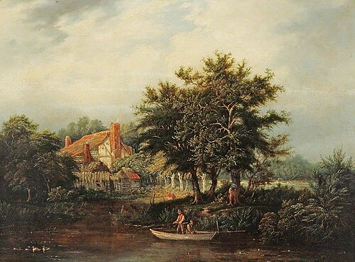 River Bank with Cottage, , Edward Williams
