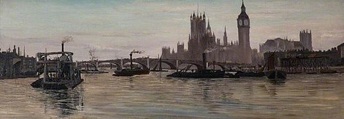 The Thames at Westminster, 1874, Edwin Edwards