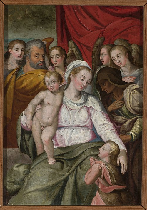 Vierge et l'Enfant avec saint Jean, Joseph, Anna et les anges., 1587, Joseph Heintz l'Ancien