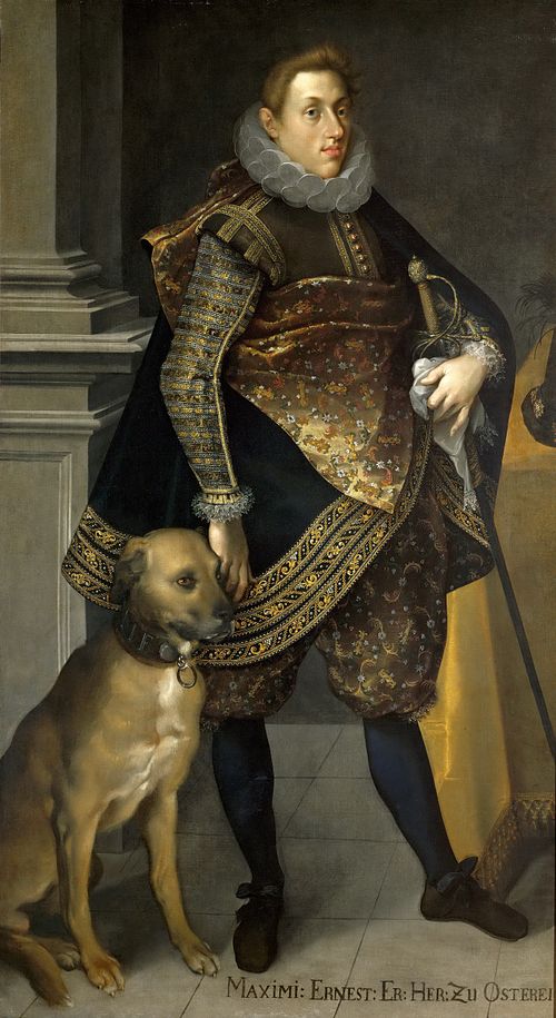 Erzherzog Maximilian Ernst (1583-1616) mit Jagdhund, 1604, Joseph Heintz l'Ancien