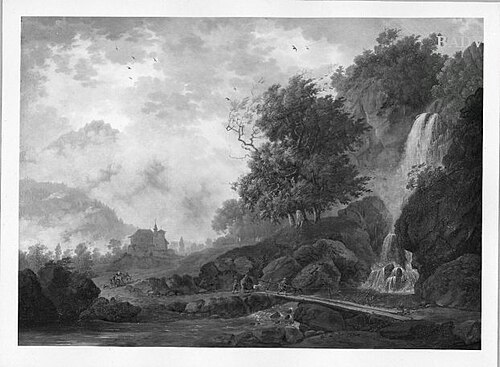 Savoyische Landschaft mit Wasserfall, 1789, Louis Albert Guislain Bacler d'Albe