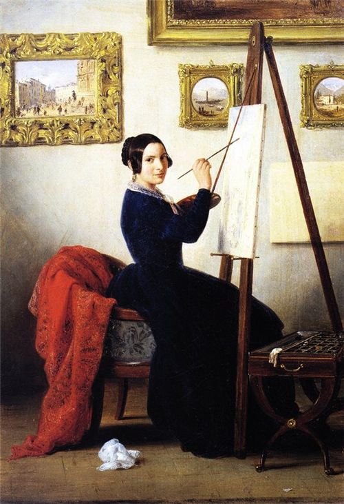 Portrait of Amanzia Guérillot in the Studio (1847-48), 1847, Angelo Inganni
