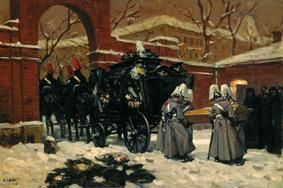 Überführung des Sarges Fritz von Uhdes durch Militär, 1911, Angelo Jank