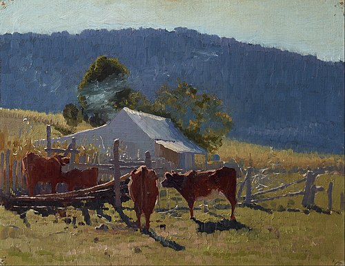 Milking time (Araluen Valley), 1922, Elioth Gruner
