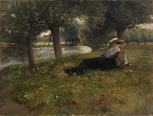 Man Reclining beside a Stream, 1875, Eliphalet Frazer Andrews