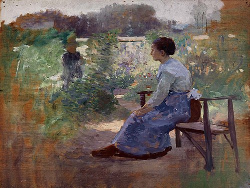 Woman Seated in a Garden, 1875, Eliphalet Frazer Andrews