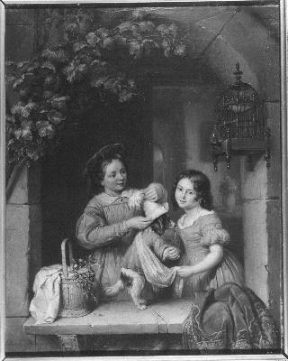 Kinderen met hond, 1842, Elisabeth Alida Haanen