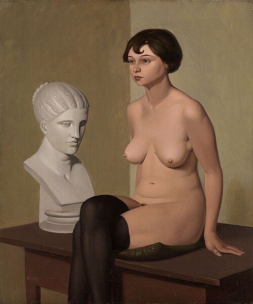 Female Nude by Plaster Head, 1927, Georg Scholz