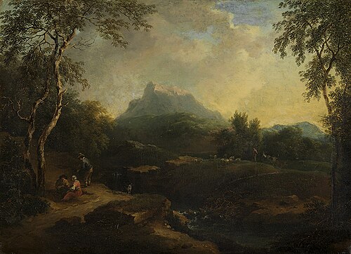 Bergige Landschaft mit Bach, , Christian Wilhelm Ernst Dietri
