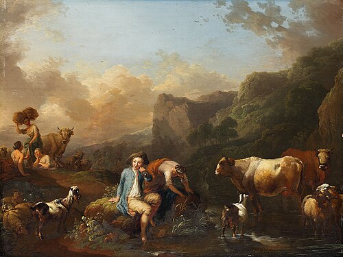 Italian Landscape with Shepherds, 1744, Christian Wilhelm Ernst Dietri