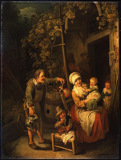 Family of peasants before a house, 1738, Christian Wilhelm Ernst Dietri