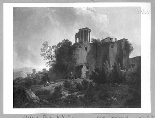 Romantic landscape with figures +cattle, 1761, Christian Wilhelm Ernst Dietri