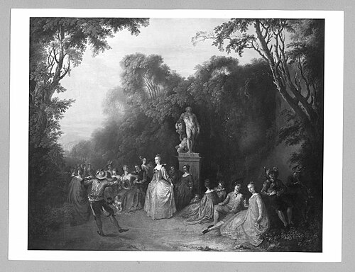 Rokoko-Tanzszene in einem Park, 1737, Christian Wilhelm Ernst Dietri