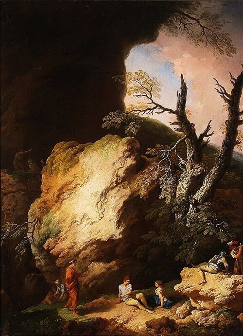 Paysage rocheux avec staffage., 1754, Christian Wilhelm Ernst Dietri