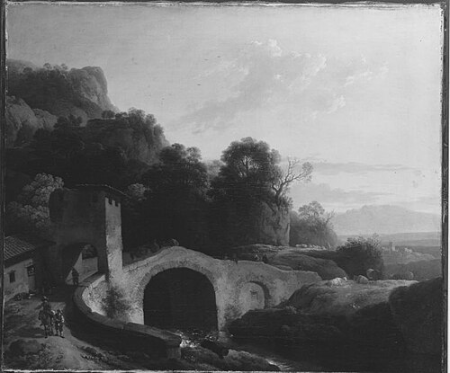 Italienische Landschaft mit Bogenbrücke, 1756, Christian Wilhelm Ernst Dietri