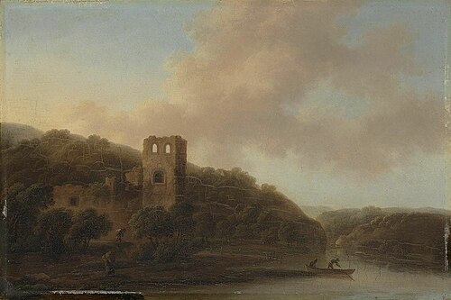 Ruine am Ufer eines Flusses, , Christian Wilhelm Ernst Dietri