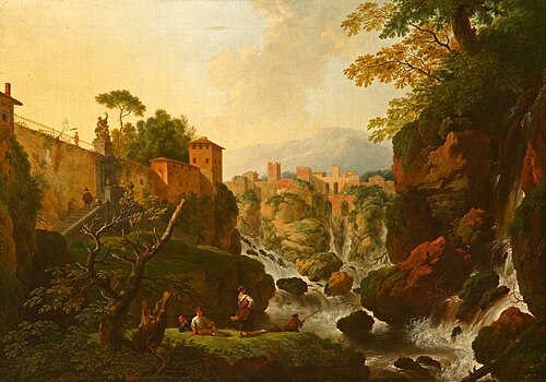 A Rocky Waterfall with City Walls (A Capriccio of Tivoli), 1753, Christian Wilhelm Ernst Dietri
