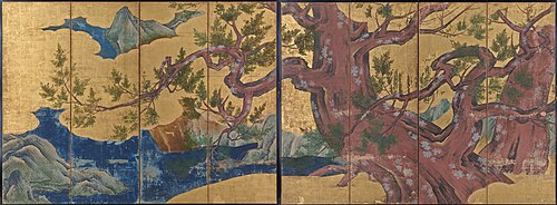 Paravent au cyprès, 1590, Kanō Eitoku