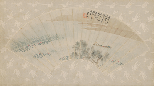 吴大澂荷汀泛艇扇, , Wu Dacheng