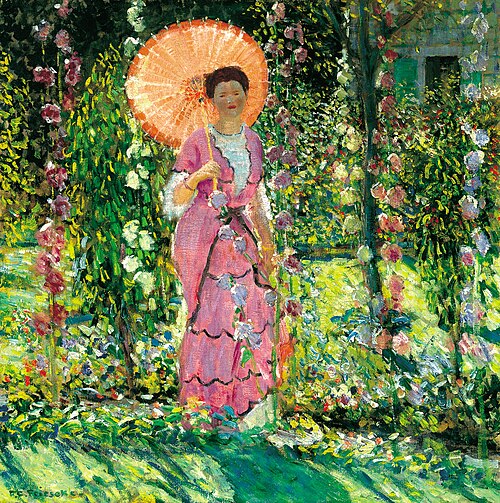 Hollyhocks, 1912, Frederick Carl Frieseke