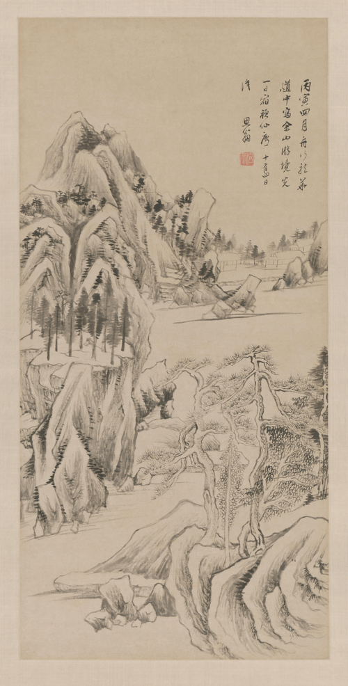 董其昌佘山游境图轴, 1626, Dong Qichang