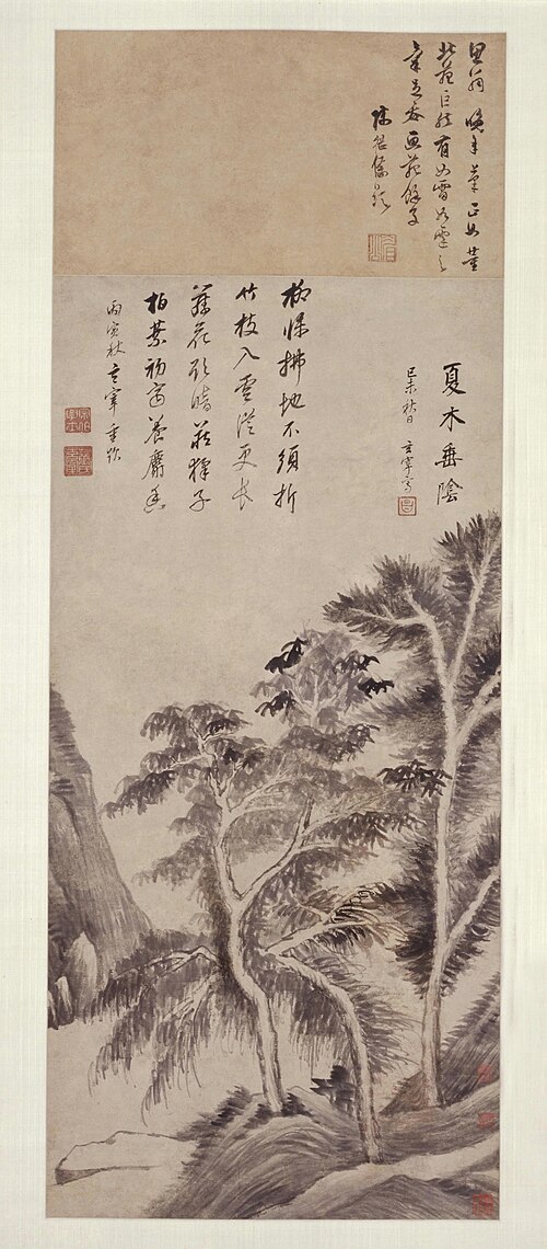 董其昌夏木垂阴图轴, , Dong Qichang