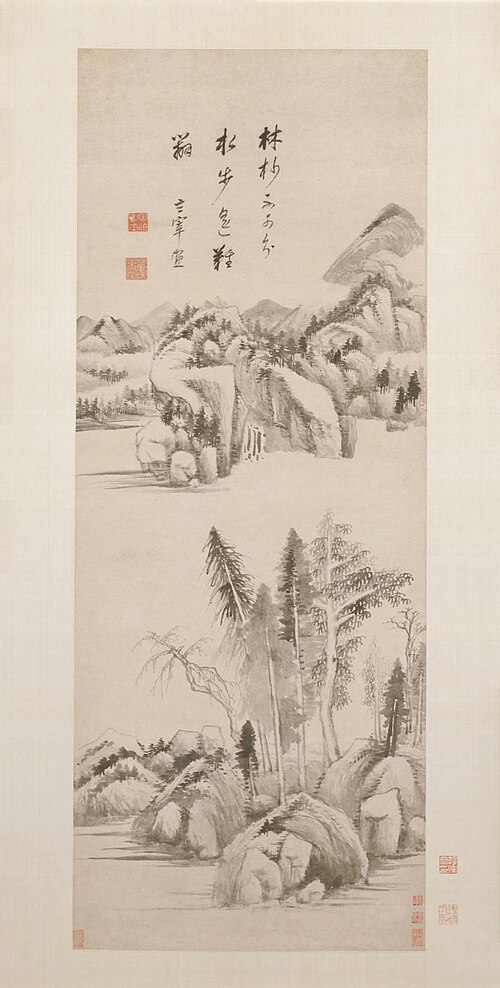 董其昌林杪水步图轴, , Dong Qichang