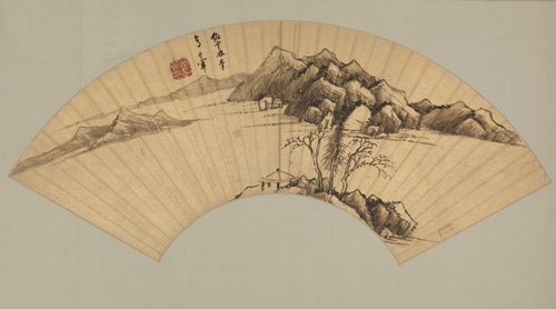 董其昌仿倪山水扇, , Dong Qichang
