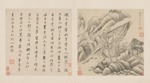 董其昌仿古山水册·仿卢鸿草堂笔, , Dong Qichang