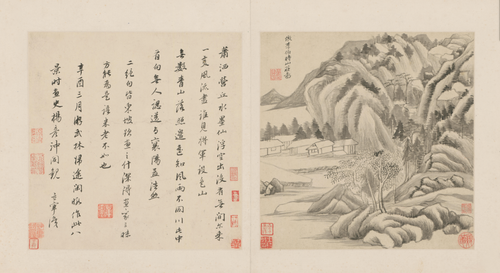 董其昌仿古山水册·仿李伯时山庄图, , Dong Qichang