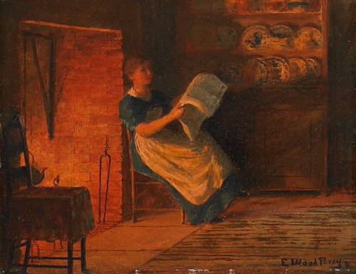 Reading by the Fire, 1870, Enoch Wood Perry
