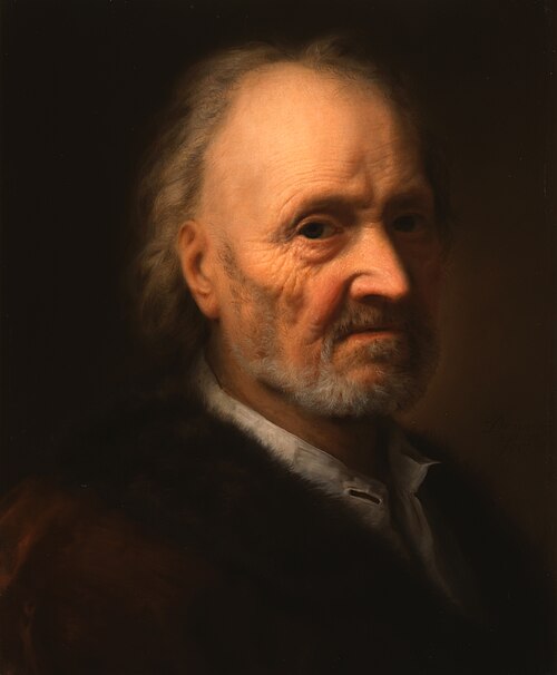 Portrait of an old man with a fur collar, 1731, Balthasar Denner