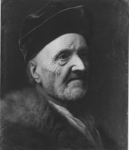 Portrait of an old man with fur, 1717, Balthasar Denner