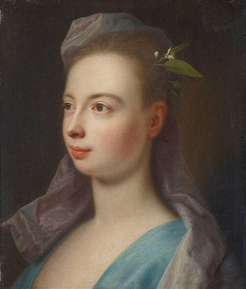 Bildnis eines jungen Mädchens in blauem Kleid, 1729, Balthasar Denner