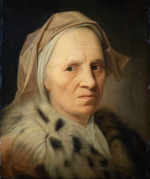 Alte Frau mit violettem Kopftuch, 1720, Balthasar Denner