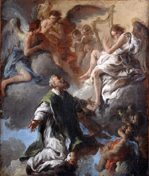Saint Philippe de Néri en gloire devant un ange musicien, 1700, Francesco Conti