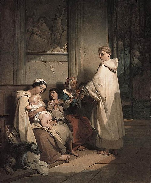 Ein Mönch, Arme speisend, 1845, Louis Gallait