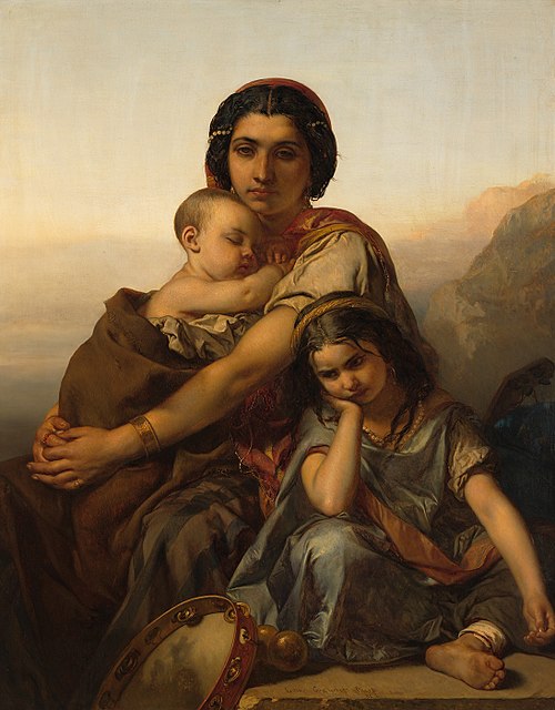 Een zigeunerin met twee kinderen, 1852, Louis Gallait