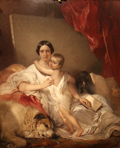 Portrait of Mrs Louis Gallait and her daughter, 1848, Louis Gallait