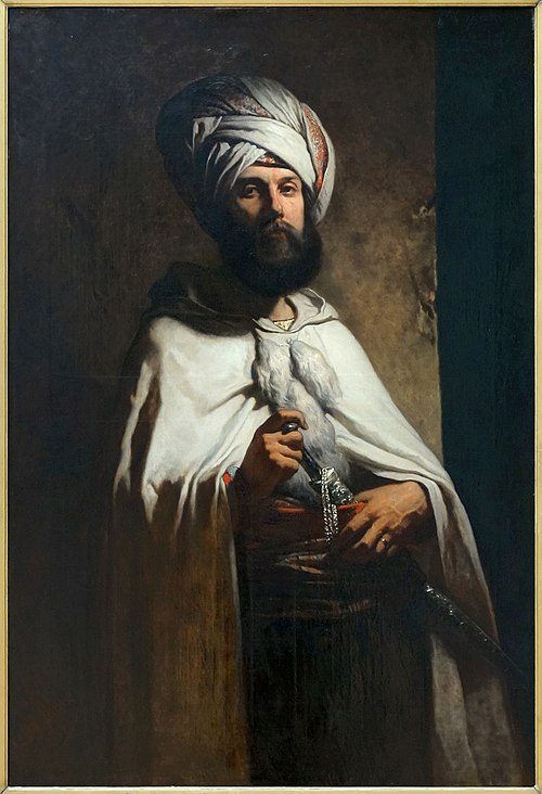 Portrait du peintre et graveur Charles Cousin en costume arabe, 1838, Louis Gallait