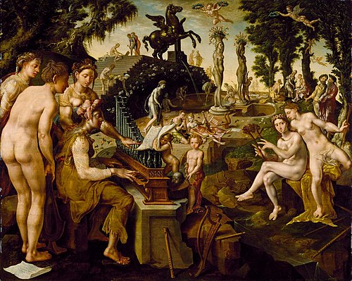 Concert of Apollo and the Muses on Mount Helicon, 1565, Maarten van Heemskerck