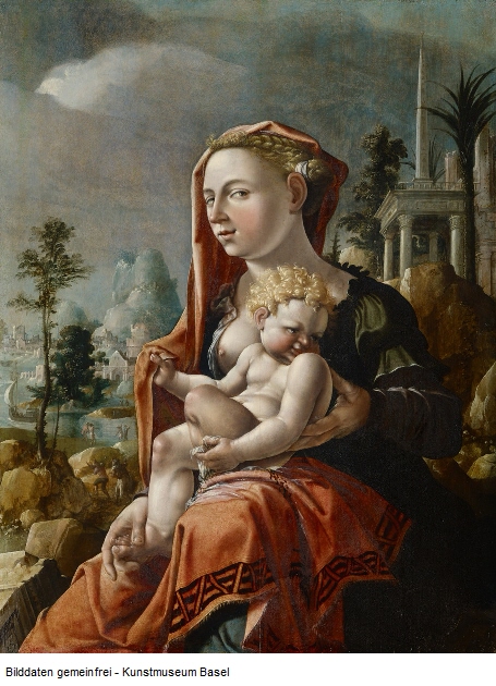 La Vierge à l'Enfant devant un paysage, 1530, Maarten van Heemskerck