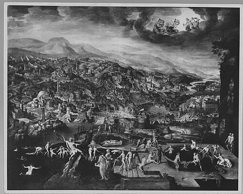 Landscape with a view on Rome, 1550, Maarten van Heemskerck