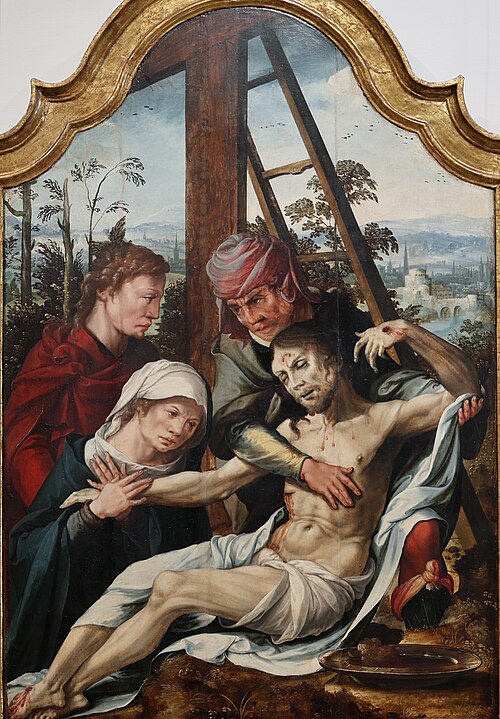 Triptych: central panel with the Deposition, 1545, Maarten van Heemskerck